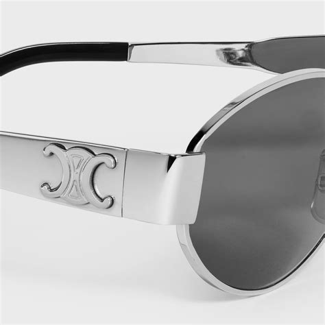 celine triomphe metal silver|TRIOMPHE METAL 04 SUNGLASSES IN METAL .